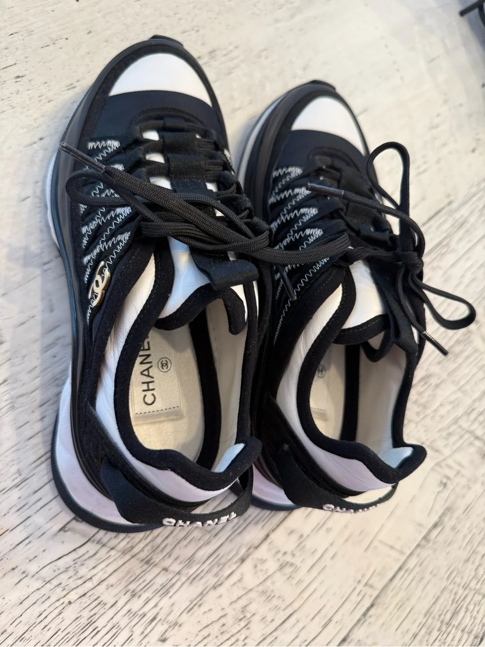 CHANEL Chunky Interlocking CC Logo Sneakers 38 LIKE NEW